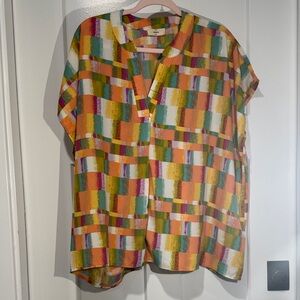 Entro Vibrant Multicolor Short Sleeve  Top
